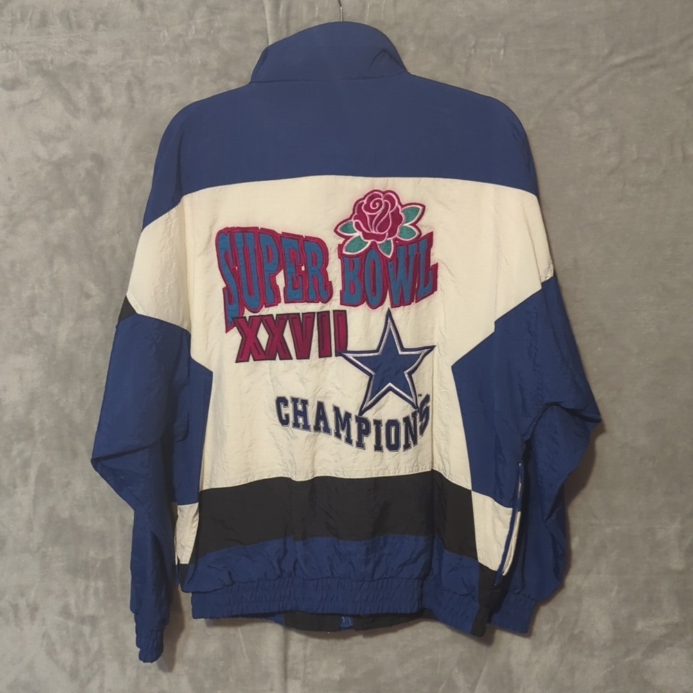 Vintage 1993 Dallas‎ Cowboys Super Bowl XXVII Champions Windbreaker Jacket Med